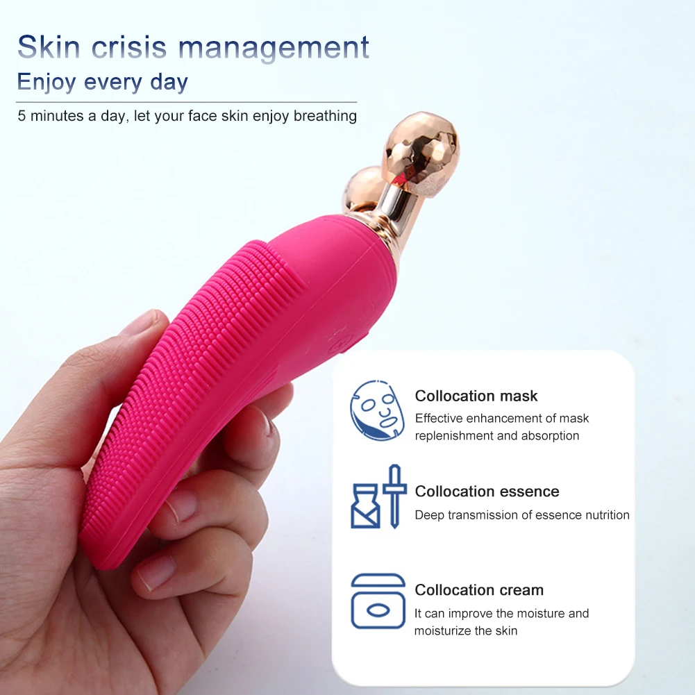 

Face Deep Pore Cleaning Mini Electric Massage Brush Washing Machine Waterproof Silicone Cleansing Tools Sonic Vibration