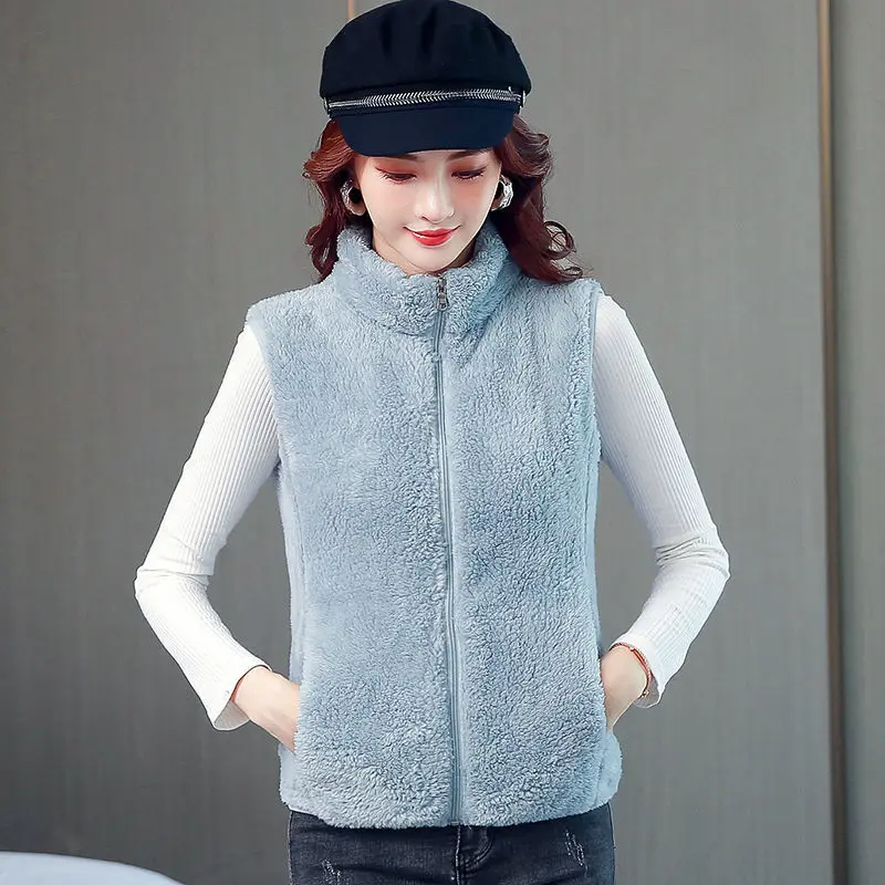

Women Fuzzy Vest Lady Spring And Autumn Sleeveless Jacket