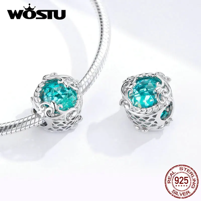 WOSTU Настоящее серебро 925 пробы цветок лампворк Бусины круглые хрустальные