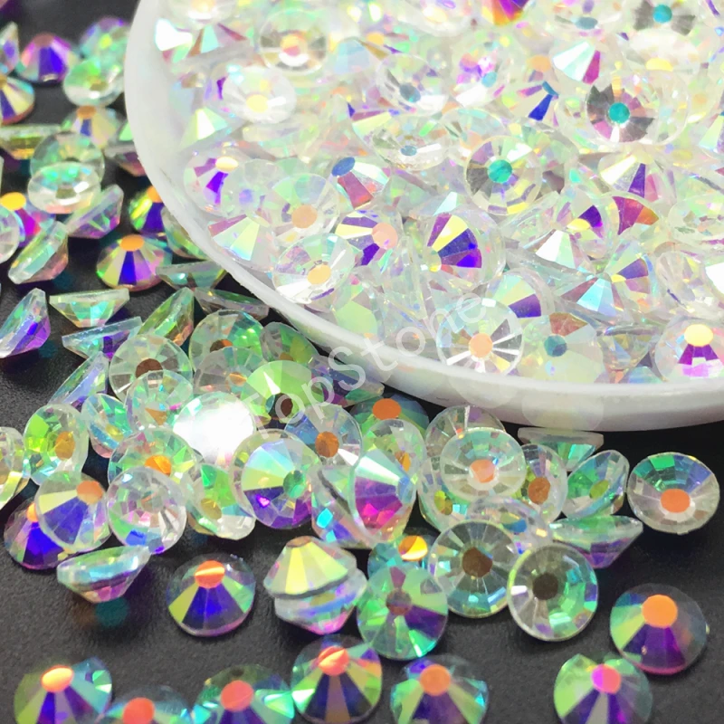 Стразы с плоским основанием TopStone все размеры кристаллы AB/прозрачные без горячей