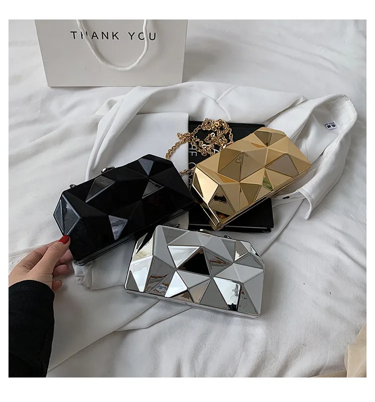 

Клатч в стиле ретро, модная Асимметричная сумка с геометрическим рисунком для телефона, женская сумка-мессенджер на плечо с цепочкой