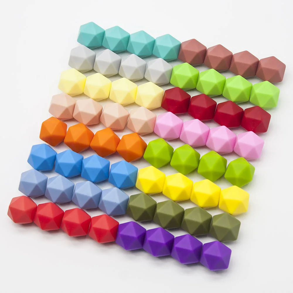 

Cute-idea 100pcs 17mm Icosahedron Silicone Beads BPA Free Baby Teether Oral Care Creative Bead DIY Pacifier Chain Baby Products