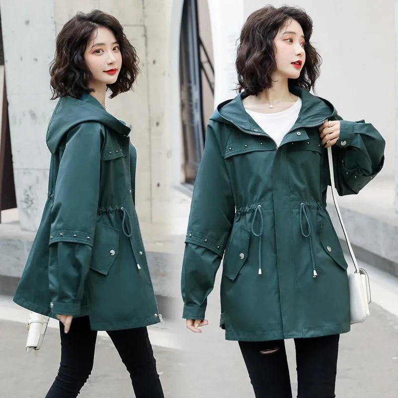 Новинка 2020 Женский тренчкот верхняя одежда с капюшоном на весну и осень