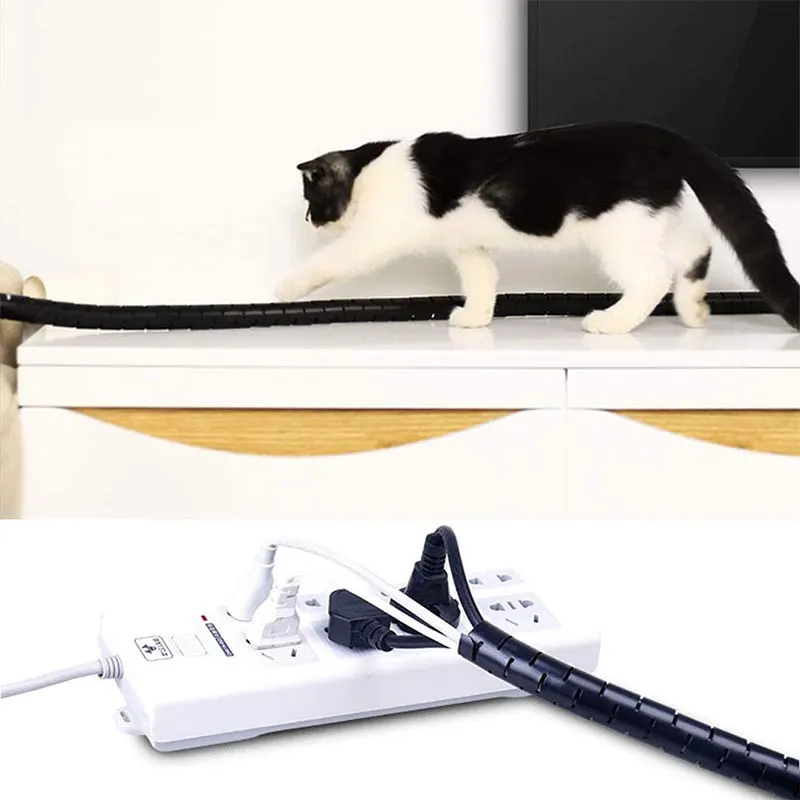 6.56FT Cable Management Sleeve Cord Bundler with Zip Clip Zipper Wire Wrap Organizer Cabler for TV Computer Cinema | Строительство и