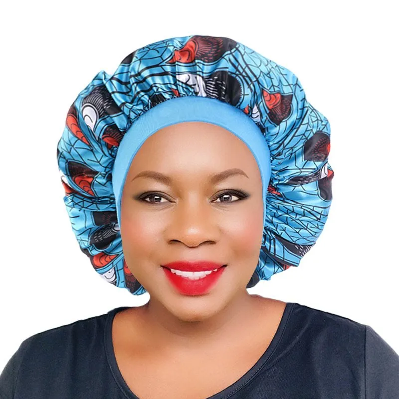 Elastic Night Sleep Cap Satin Bonnet Hat for Hair Care Head Cover Loss Shower Caps Islamic Nightcap African | Дом и сад