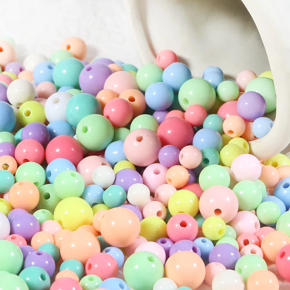 Акриловые бусины 4 12 мм разные яркие цвета женский браслет|round plastic beads|beads for jewelry