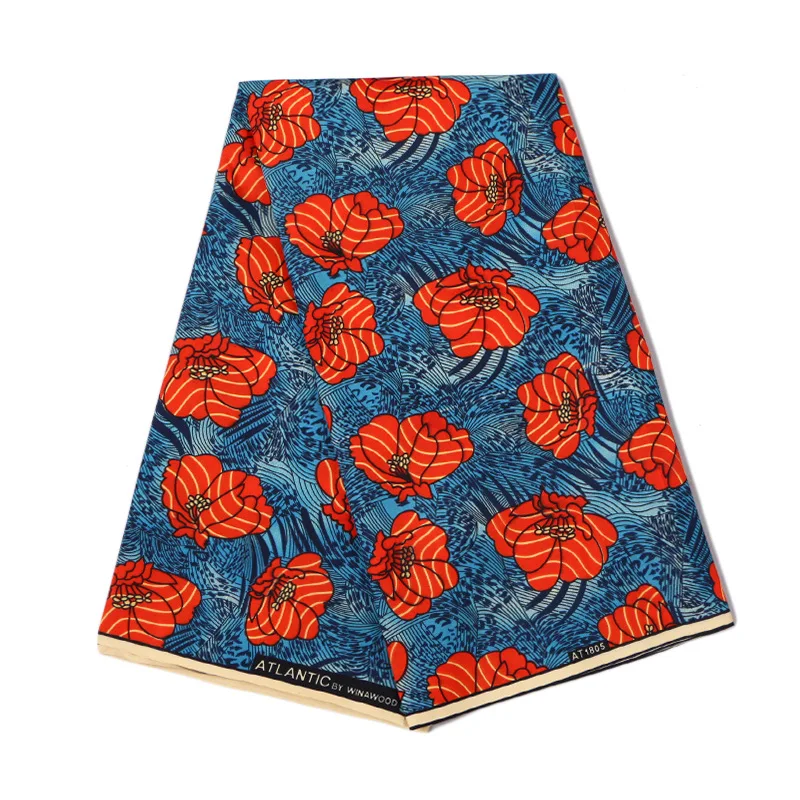 2019 вощеная ткань с красным цветочным принтом серая высокого качества 6 ярдов в