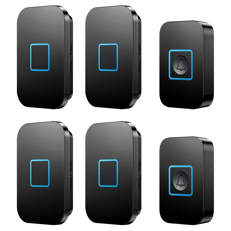 Беспроводной водонепроницаемый дверной звонок CACAZI 300 м 2 кнопки 4