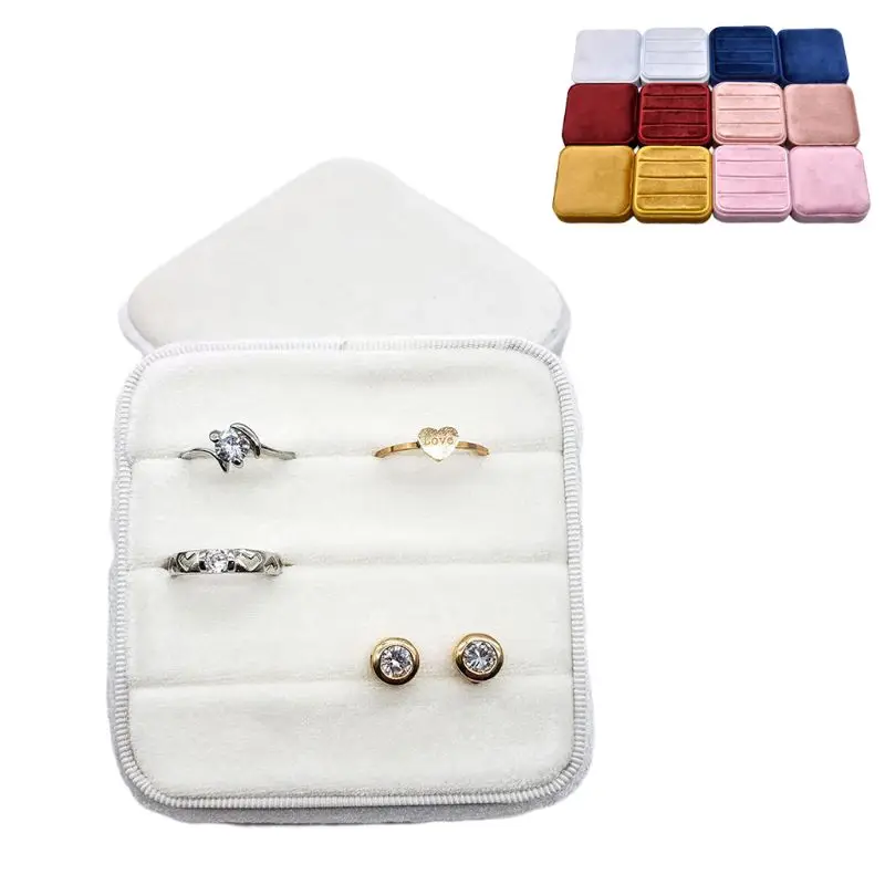 

Velvet Ring Box Square Jewelry Box Valentine's Day Ring Box With Detachable Lid F3MF