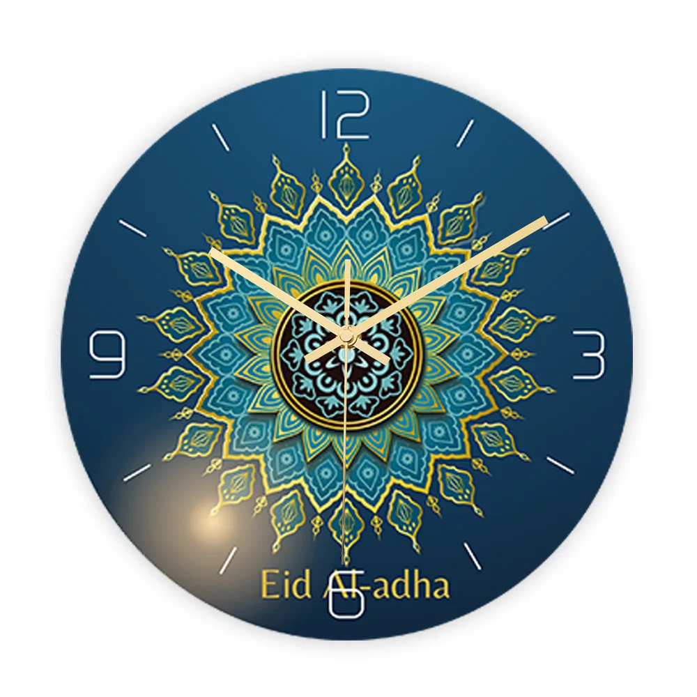 

30CM Muslim Pattern Wall Clock 3D Acrylic Clock Islamic Calligraphy Ramadan Decoration No Tick Mute Round Clock Home Decoration