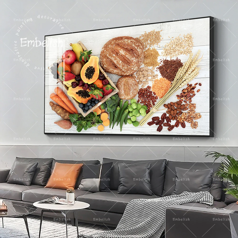 

Grains Fruits And Vegetables Healthy Food Kitchen Home Decor Pictures For Dining Living Room Artworks HD Spray Canvas Paintings