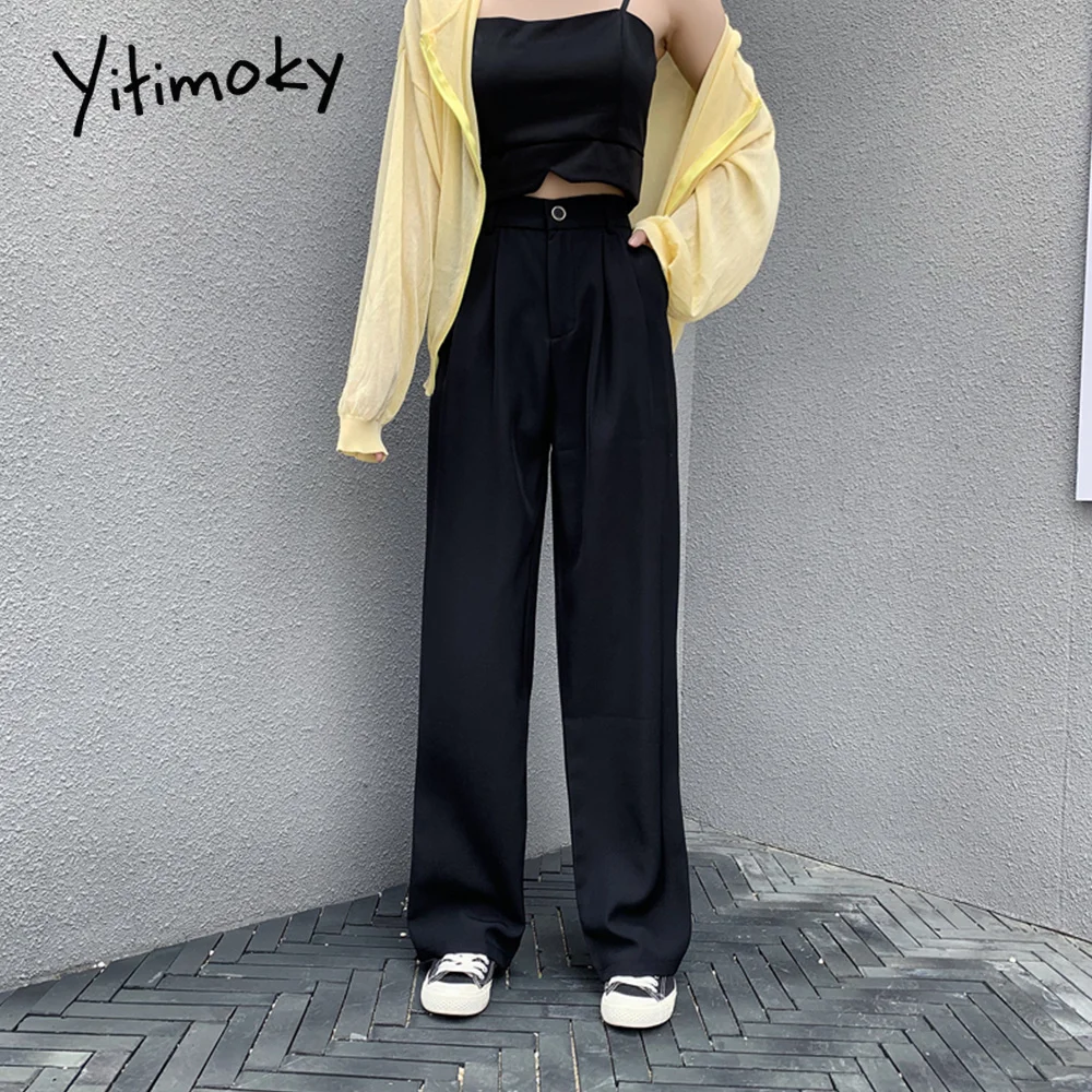 Брюки женские прямые harajuku Формальные Высокая талия свободные штаны для женщин