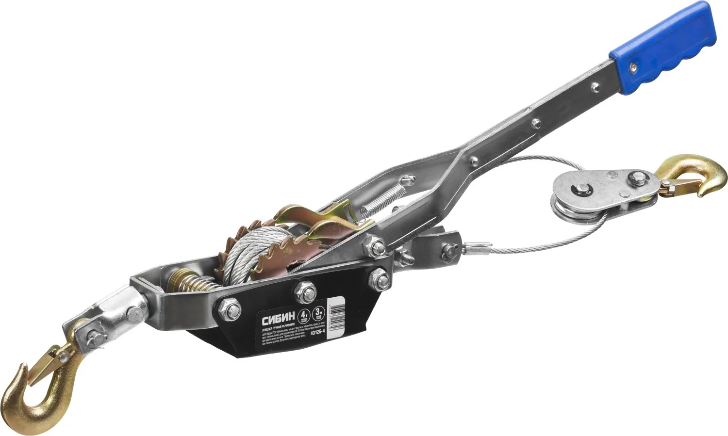 Лебедка ручная рычажная СИБИН тросовая 4т 3м|Инструменты и аксессуары для