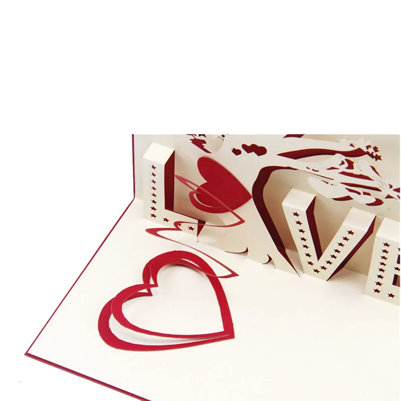 Винтажные 3D выдвижные бумажные поздравительные открытки с лазерной резкой