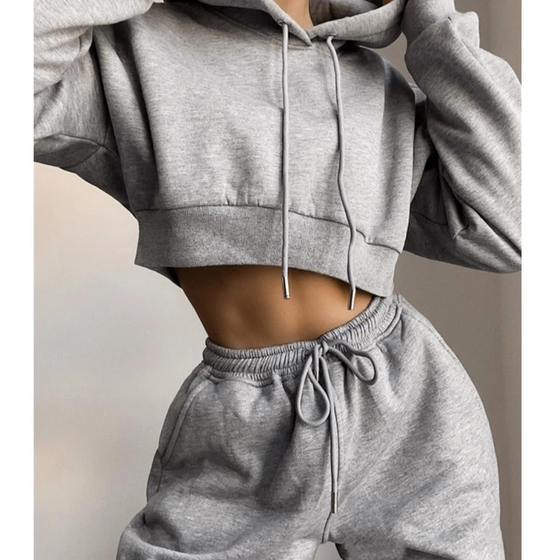 

Women2 Piece Set Casual Sport Outfits Tracksuit Hoodies Sweatshirt+Sweatpants Jogger Pants 2021Fashion Winter Sportswear Hoodie