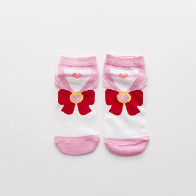 Носки с героями мультфильмов набор носков до лодыжек Sox для женщин Сейлор Мун для девочек весна осень лето зима забавные носки Супермен - Цвет: Pink Red