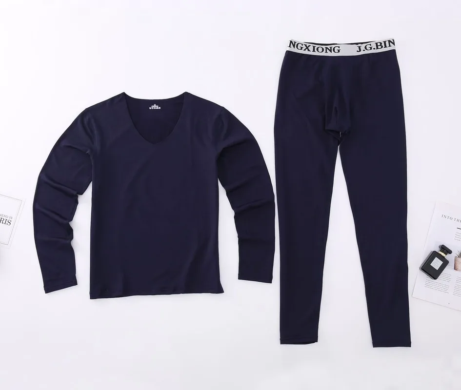 

Men's Plus Cotton Autumn Clothes Long Trousers Suit Base V-neck Thermal Underwear Men's Comfortable Thermal Underwear
