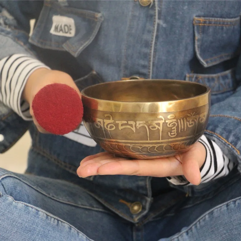 13 см тибетская Гималайская ручная чакра медитация Буддизм Поющая чаша украшение