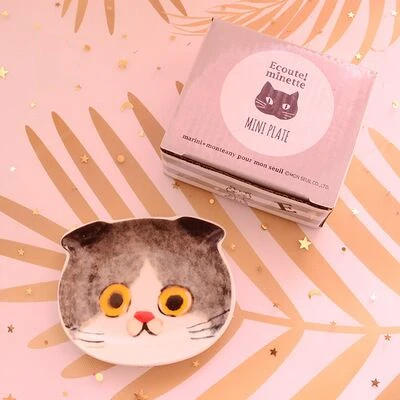 

High Quality ceramics Cute Cartoon Cat face plate wholesale cat dish plate kids bowls fruit display Kitchen supplies