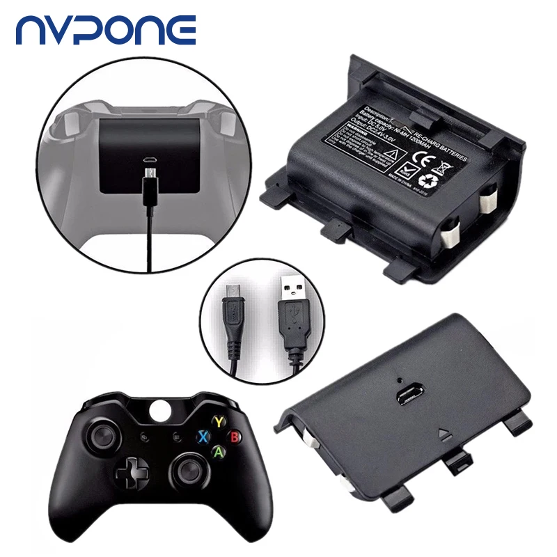 

2 x 2400mAh Batteries + USB Cable For XBOX ONE Controller Charging Kit Wireless Gamepad Joypad Rechargeable Backup Battery Pack