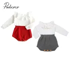 Осенне-зимняя одежда для маленьких девочек 2020 шерстяные вязаные топы для маленьких девочек боди Лоскутные костюмы с длинным рукавом комплект одежды