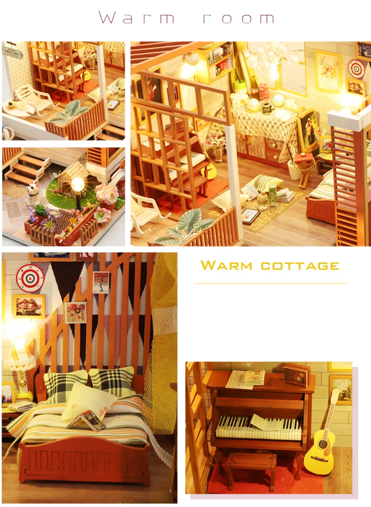 Cutebee Каса Кукольный дом миниатюрная мебель кукольный домик DIY Миниатюрные домики комната коробка театральные игрушки для детей Каса кукольный домик A04B