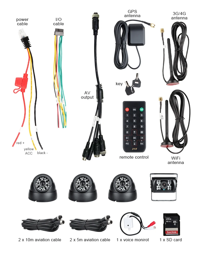 Мониторинг в режиме реального времени 4ch 4g gps wifi ahd sd 1080P видеорегистратор