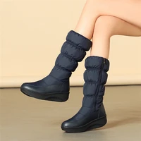 winter leisure medium tube snow boots womens middle heel large thickened warm woolen shoes round head new womens boots