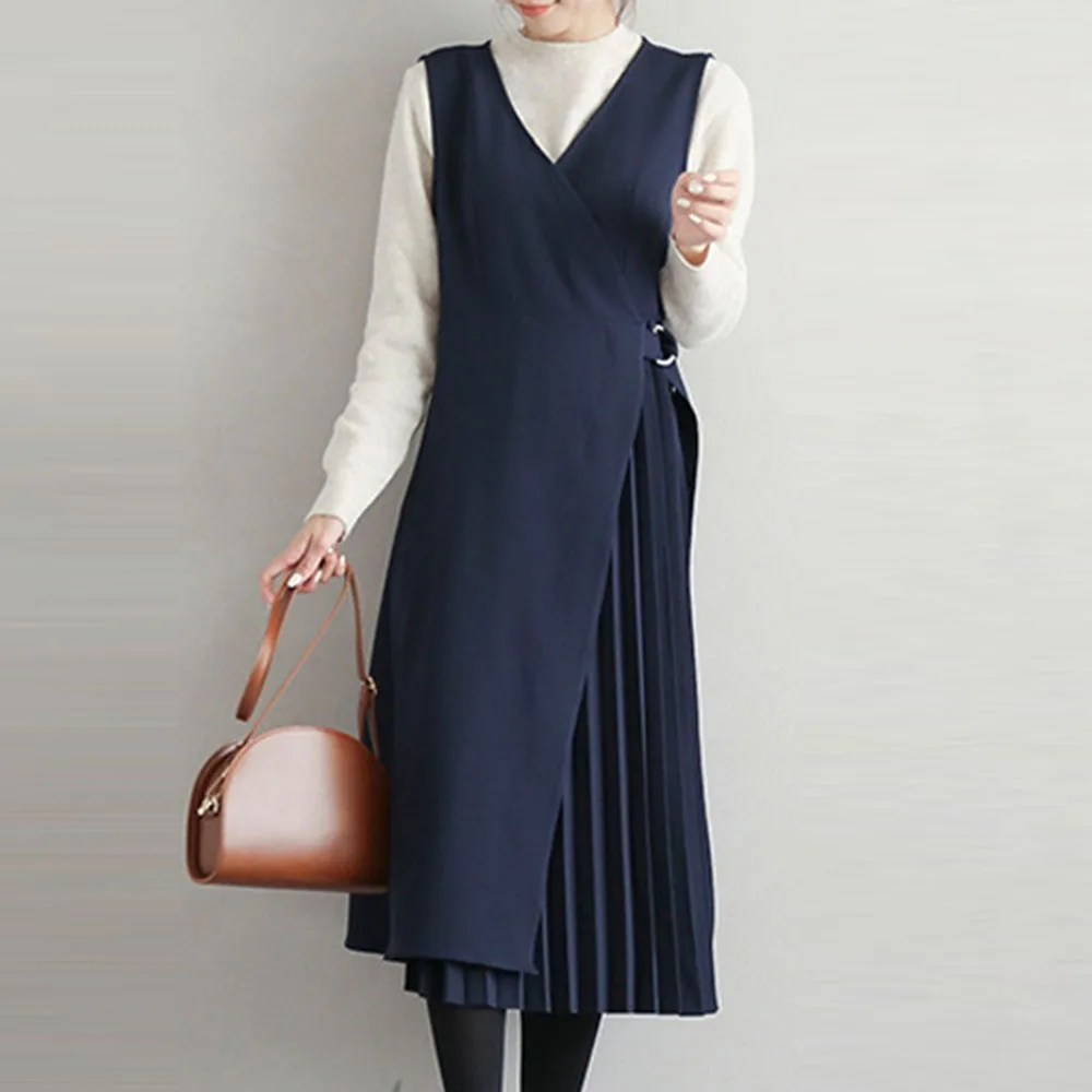 Женское платье без рукавов в Корейском стиле элегантное однотонное льняное