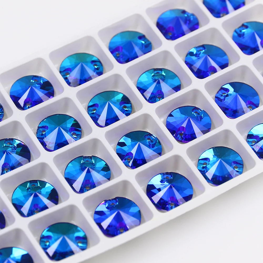 Junjiao 14 мм AB стакан Rivoli Камни высшего качества круглые с плоской спинкой подвески