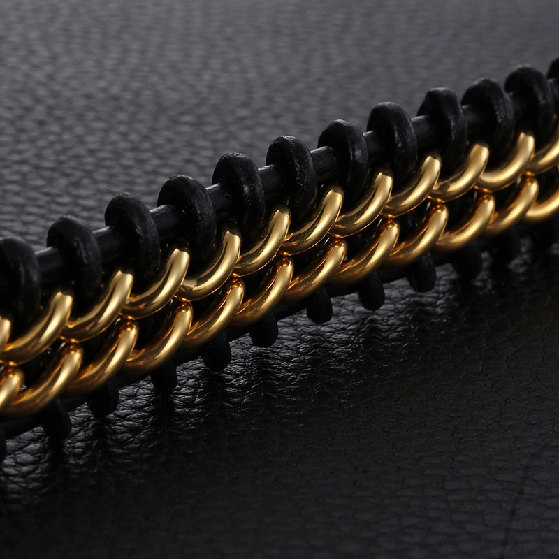 Новинка кожаный браслет в стиле ретро 22 см из нержавеющей стали Дубай золотой