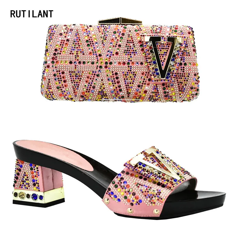 Новый Модный комплект из обуви и сумки в африканском стиле 2018 итальянских