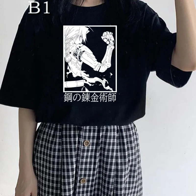 

2021 Anime Fullmetal Alchemist Graphic Print T-shirt Women Harajuku Aesthetic Tops Tshirt Manga Tee Shirt
