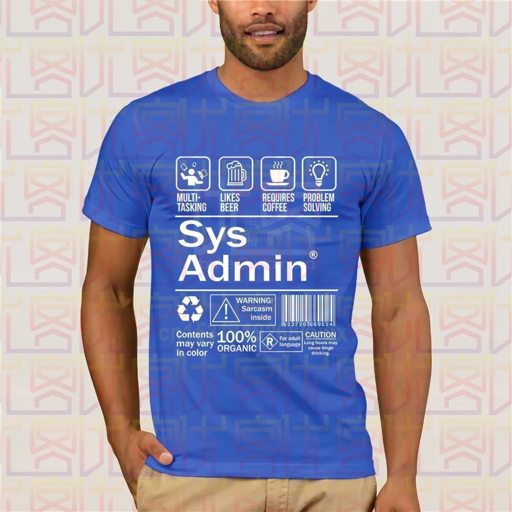 Системный администратор ярлык продукта футболка Linux кофе Мужская Марка Clothihng