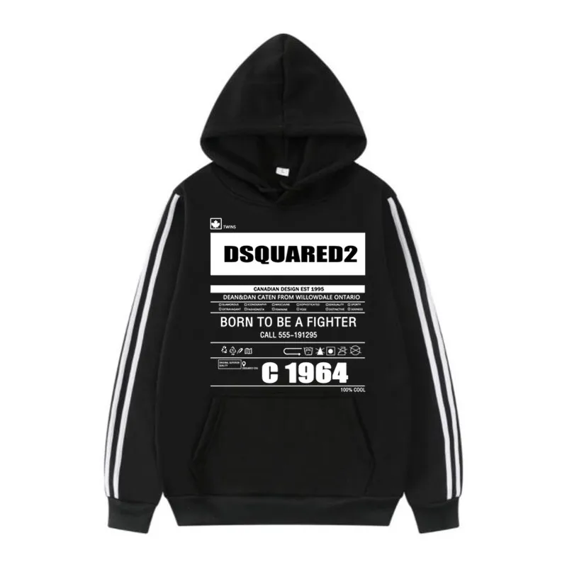 

2021 New Classic Dsquared2 Felpa con cappuccio stampa di grandi dimensioni da uomo manica lunga casual vestiti larghi dsq