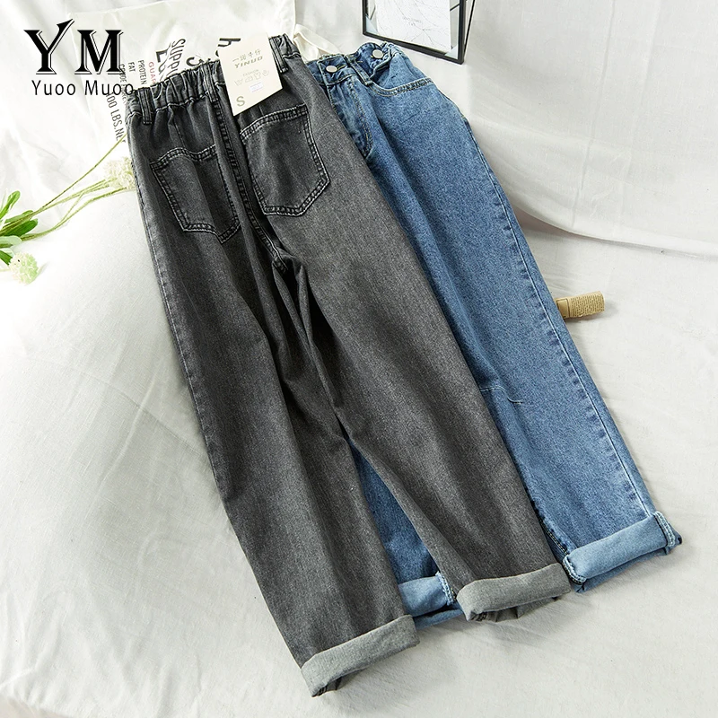 YuooMuoo/винтажные джинсы с подворотом и высокой талией 2019 женские повседневные