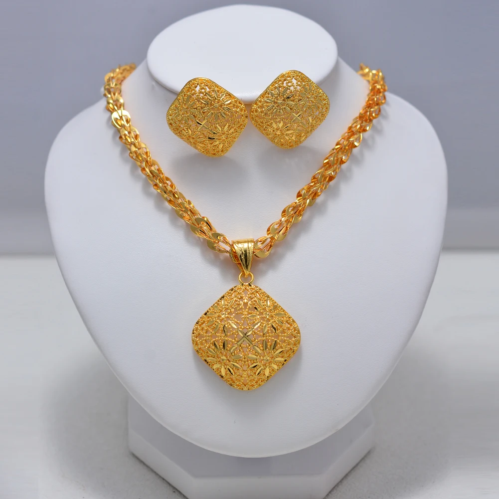 Набор ювелирных украшений для невесты в арабском стиле Dubai Arab, золотистый цвет, включает ожерелье и серьги, для свадьбы или помолвки.