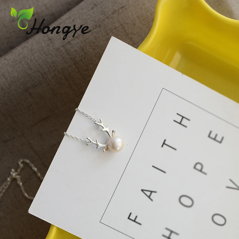 Hongye Рождество олень кулон ожерелье Элегантный чокер пресноводный жемчуг шею