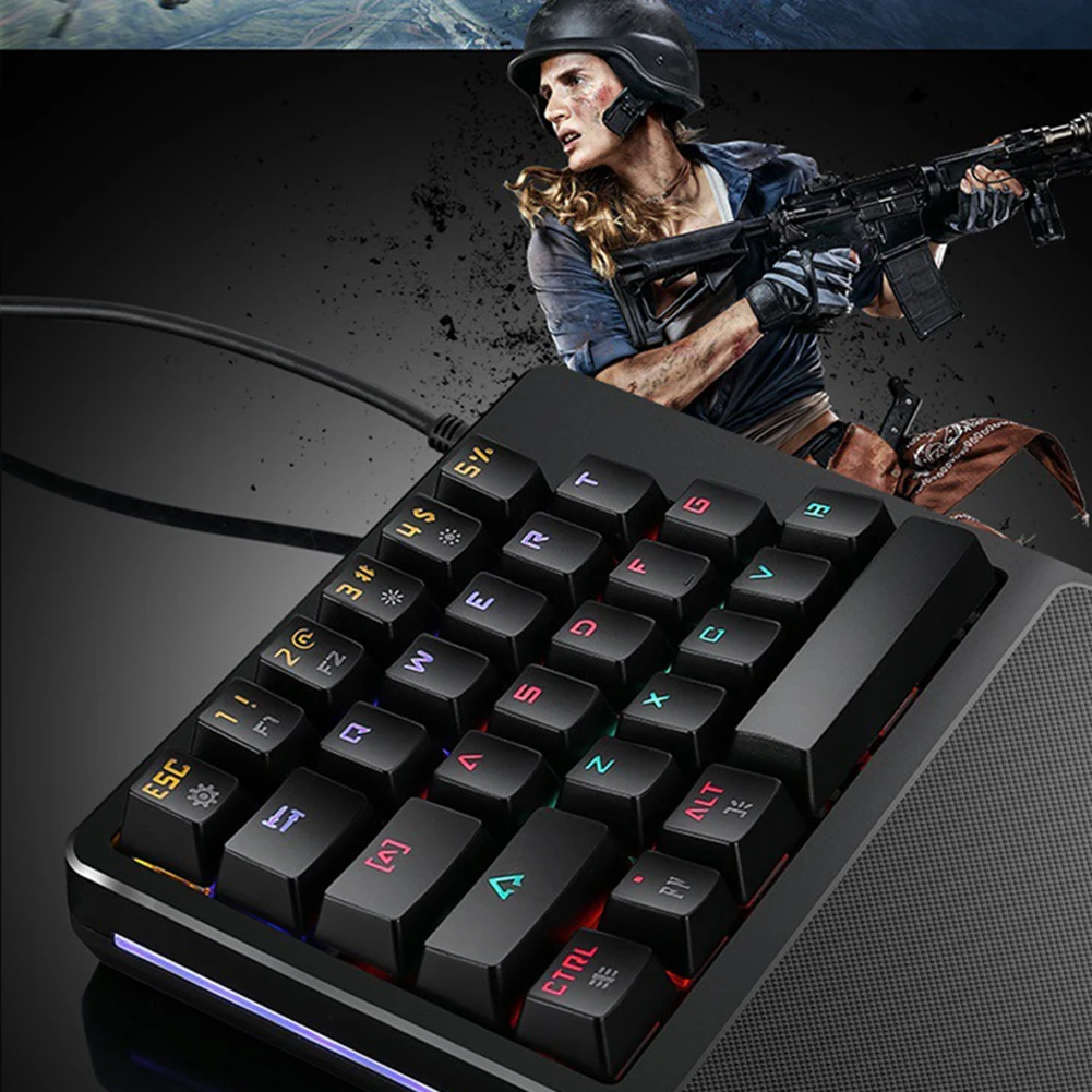 28 клавиш Одноручная игровая клавиатура мышь механическая мобильная мини