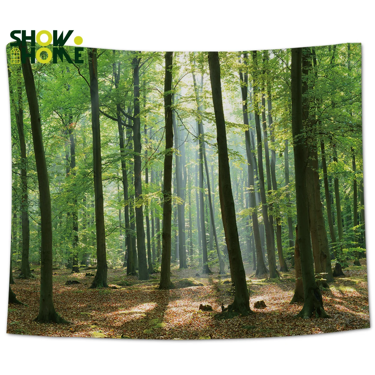 Весенний лес пейзаж дерево растение зеленый гобелен настенный Декор|Гобелен| |