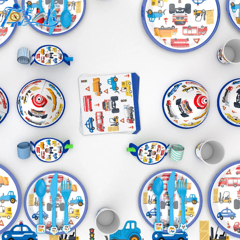 Авто инженерный автомобиль тема посуда Дети День рождения компоновка