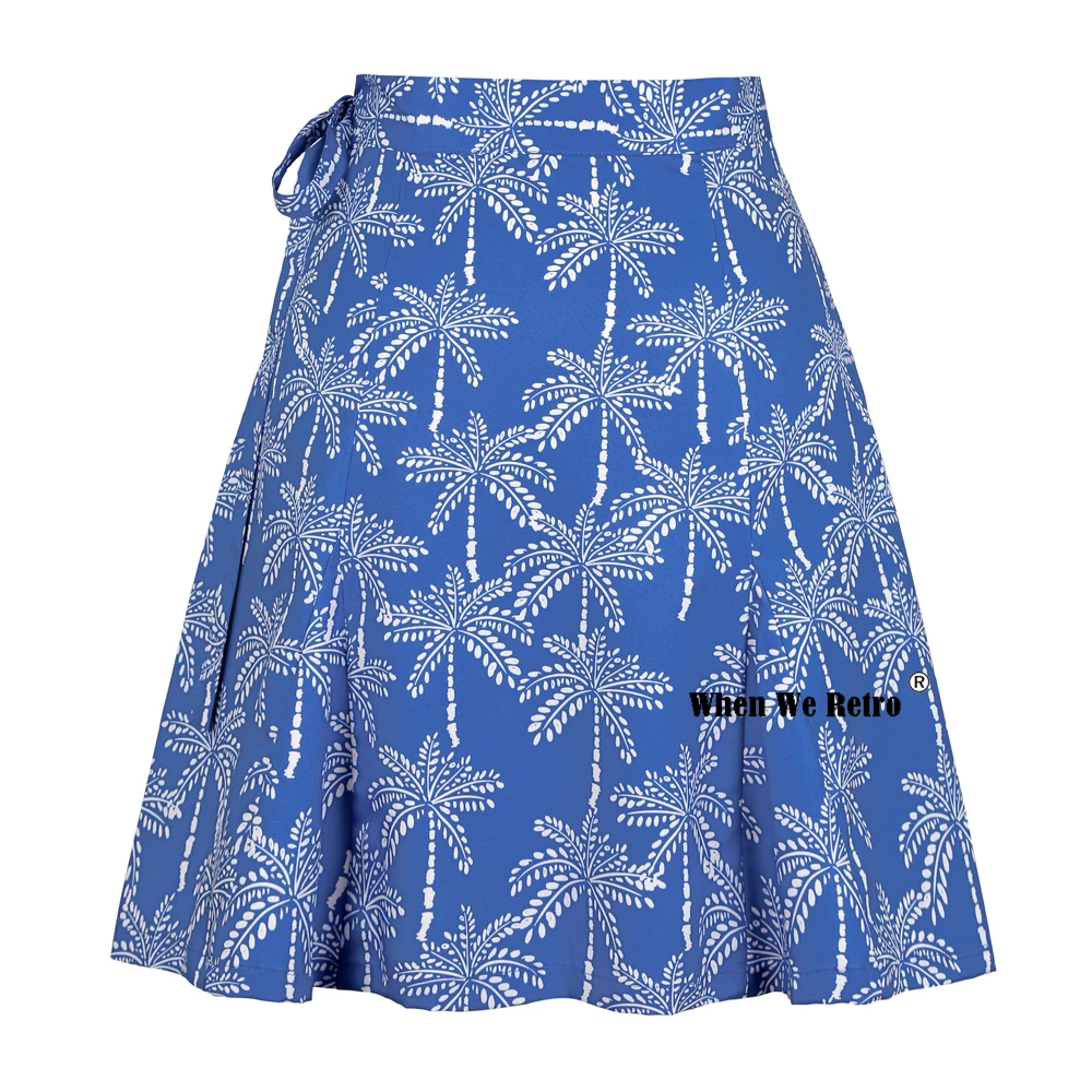 Синий тропические пальмы напечатанные летняя юбка для маленьких девочек SS0015 дам