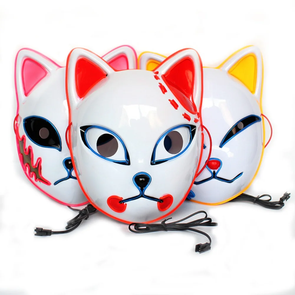 Светящаяся маска на Хэллоуин светодиодная светящаяся маска-лиса рассекающий