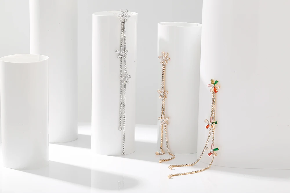 YMYW длинные висячие серьги с кисточками и кубическим цирконием для свадебной