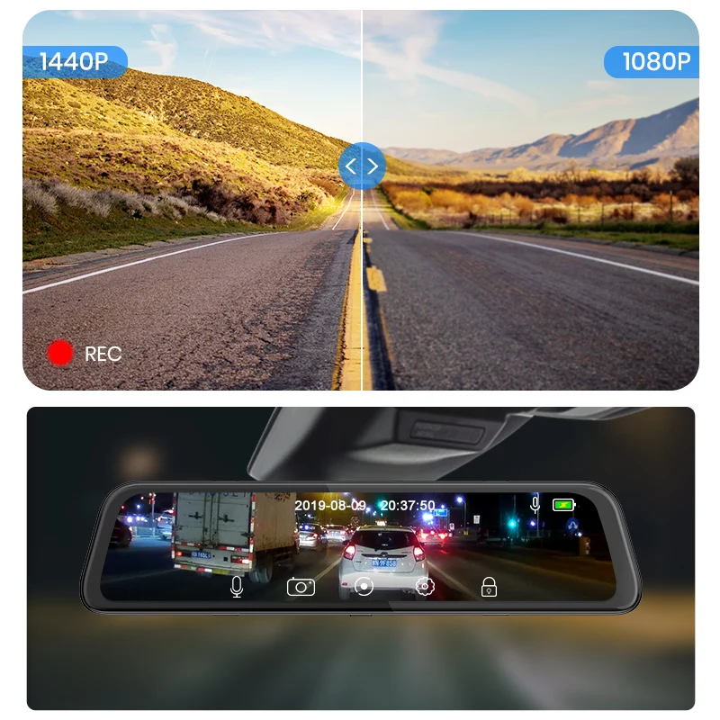 Автомобильный видеорегистратор Huawei HiSilicon 12 дюймов 2K Ultra HD 1440P 1080P ночное видение