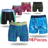 16 pieces boys cotton boxers kids football star multipack trunk young briefs children underwear baby shorts teenage pant cloth