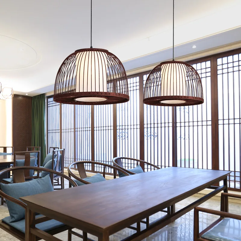 

Современная бамбуковая люстра в китайском стиле, маленький светильник из дзен-бамбука для ресторана, бара, коридора, коридора, прихожей