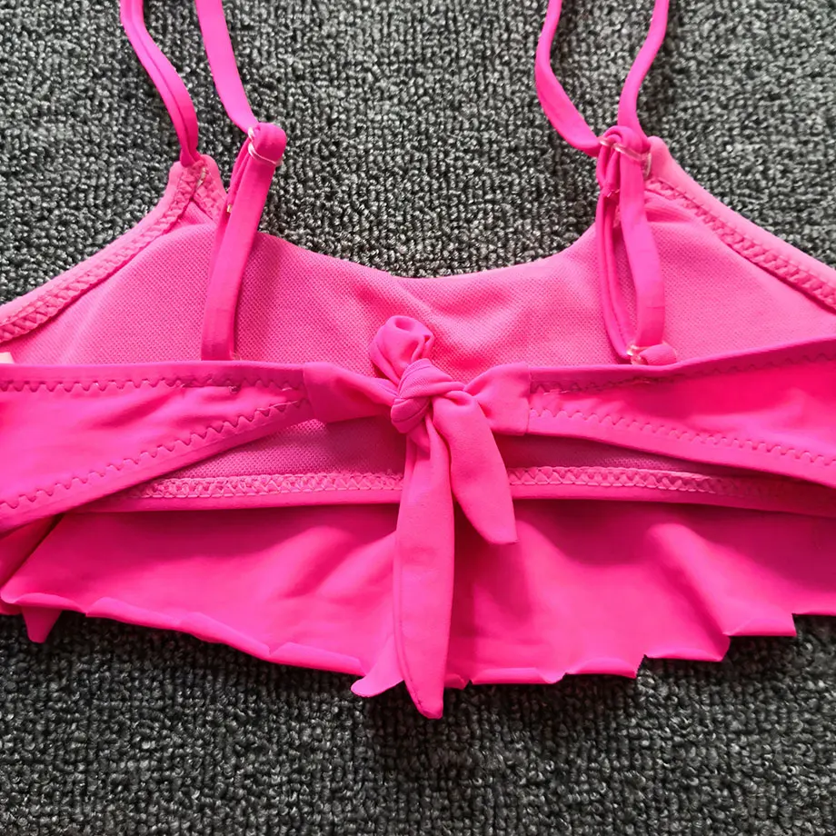 2020 купальник для девочек с оборками Детский комплект бикини вырезами из двух