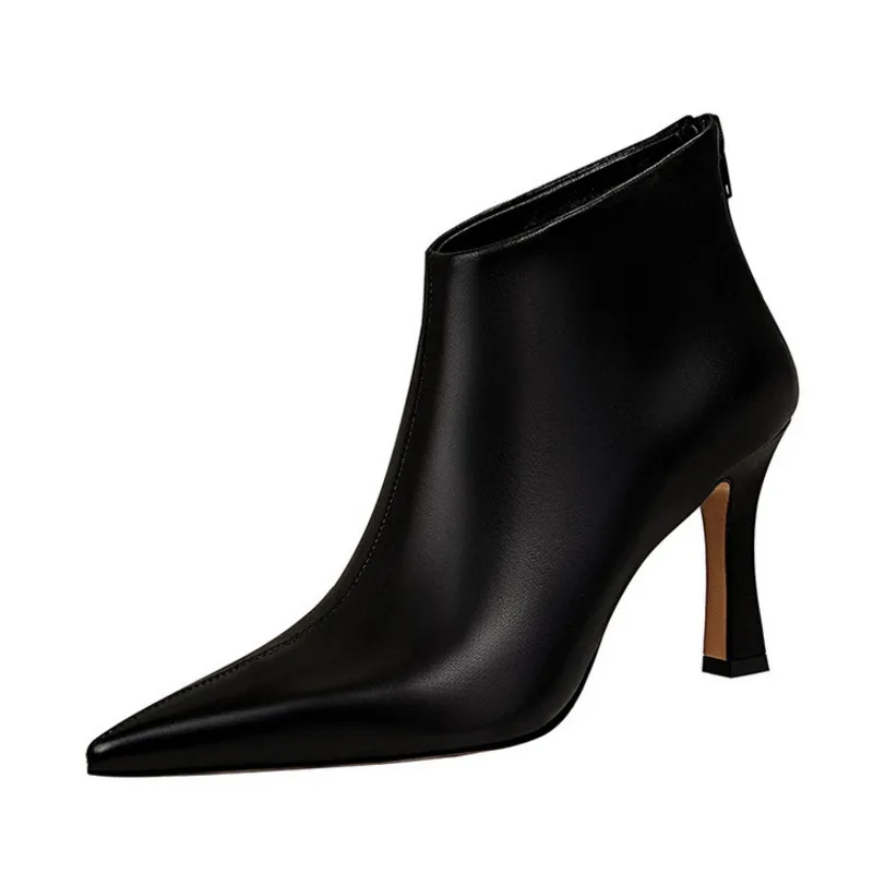

Gray pointed-toe female high-heeled boots autumn fashion high-end working women's shoes 2021 new fashion ladies shoe