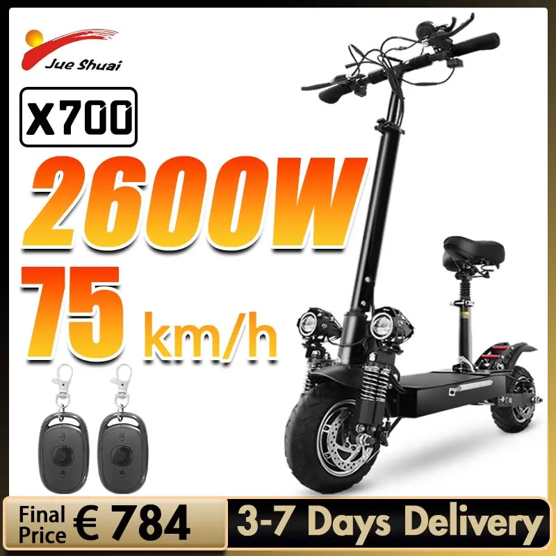 

Электрический скутер Jueshuai X700, максимальная скорость 75 км/ч, 2600 Вт, двойной мотор, Электрический скейтборд, Ховерборд, Электрический скутер